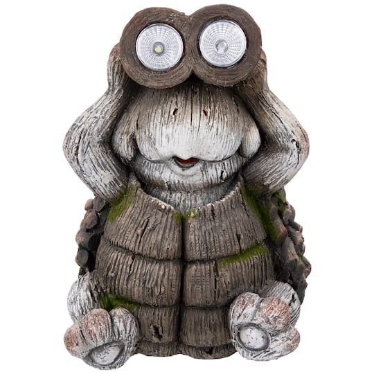 11.5" Turtle with Binoculars Outdoor Solar Lighted Garden Statue